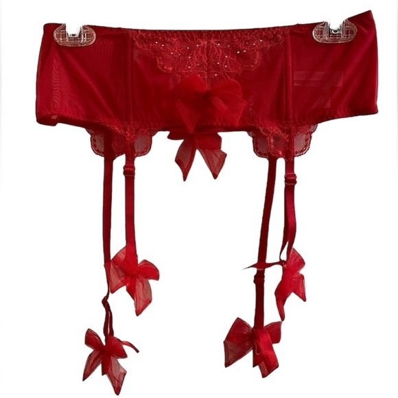 Victoria Secret Red Garter Belt with Crystals Size M/L - Picture 1 of 4